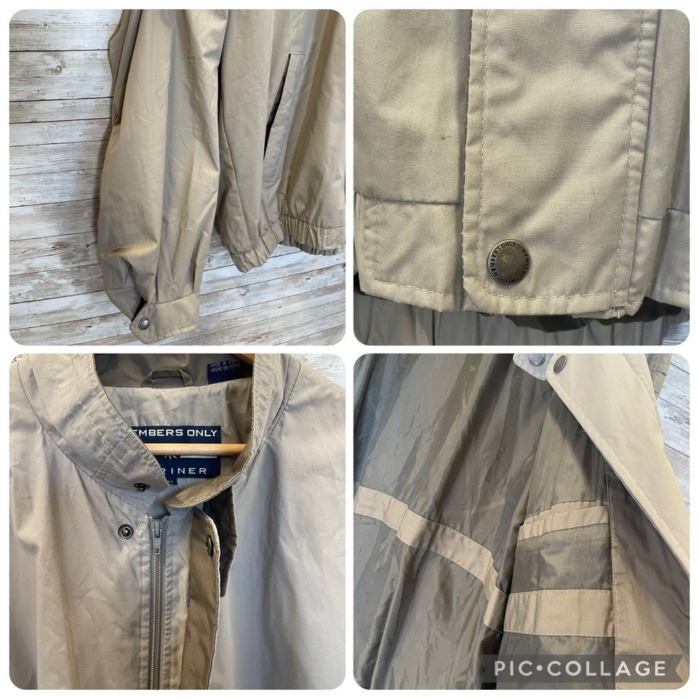 Vintage Members Only Mariner Mens 2X Jacket‎ Beige Full Zip Lined Windbreaker - Picture 6 of 16